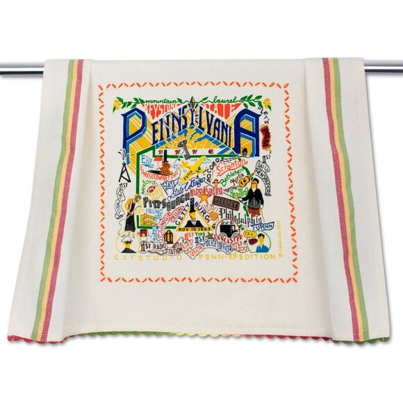 Catstudio Embroidered & Silkscreened Pennsylvania Dish Towel -- New - Picture 1 of 7